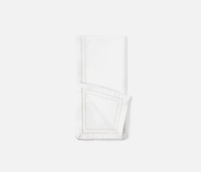 White Cocktail Napkins with Double Eyelet Border - Cocktail Napkins - The Well Appointed House