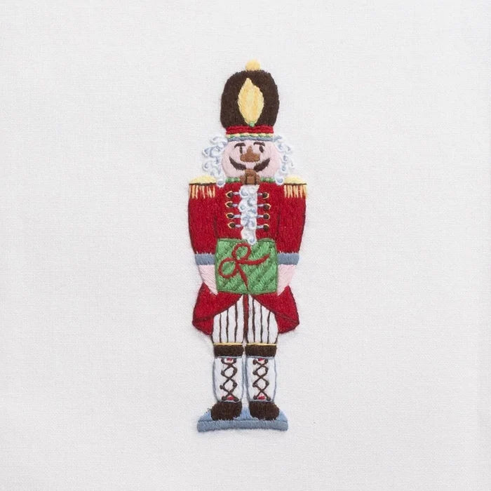Set of 2 White Cotton Nutcracker Design Christmas Hand Towel - Christmas Hand Towels - The Well Appointed House