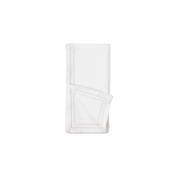 White Dinner Napkins with Double Eyelet Border - Dinner Napkins - The Well Appointed House