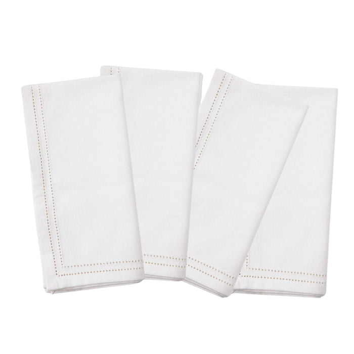 White Dinner Napkins with Double Eyelet Border - Dinner Napkins - The Well Appointed House