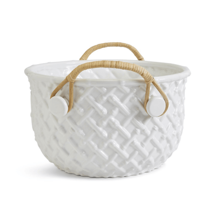 White Faux Bamboo Fretwork Party Bucket with Bamboo Handles - Bar Tools & Accessories - The Well Appointed House