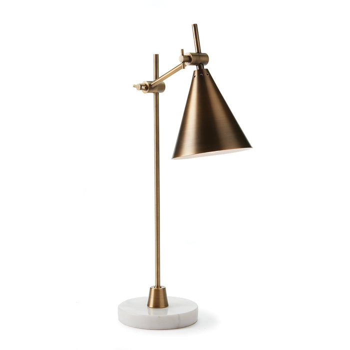 White Marble and Brass Adjustable Desk Lamp - The Well Appointed House