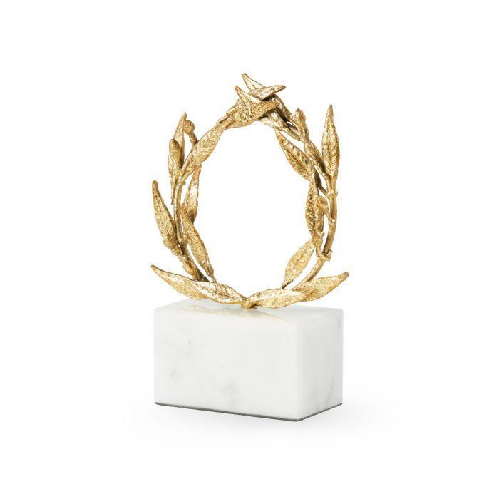 White Marble Base Apollo Statue in Gold Leaf - Decorative Objects - The Well Appointed House