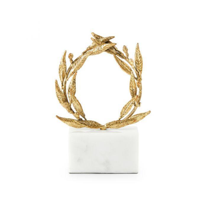 White Marble Base Apollo Statue in Gold Leaf - Decorative Objects - The Well Appointed House