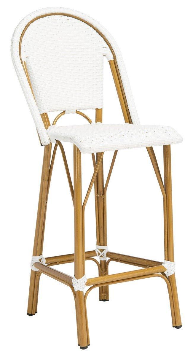 White PE Wicker & Aluminum Faux Bamboo Outdoor Bar Stool - Outdoor Bar & Counter Stools - The Well Appointed House