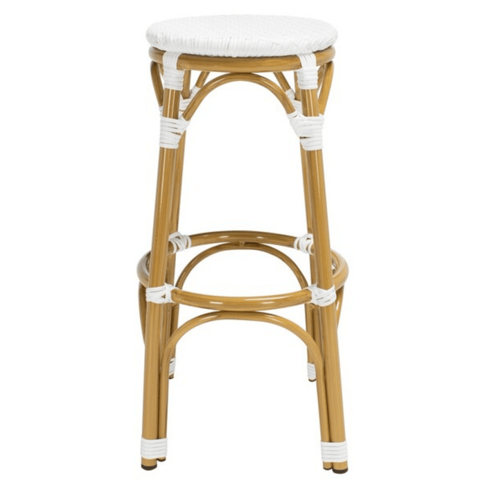 White PE Wicker & Aluminum Indoor-Outdoor Backless Bar Stool - Bar & Counter Stools -  The Well Appointed House