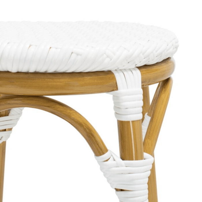 White PE Wicker & Aluminum Indoor-Outdoor Backless Bar Stool - Bar & Counter Stools -  The Well Appointed House