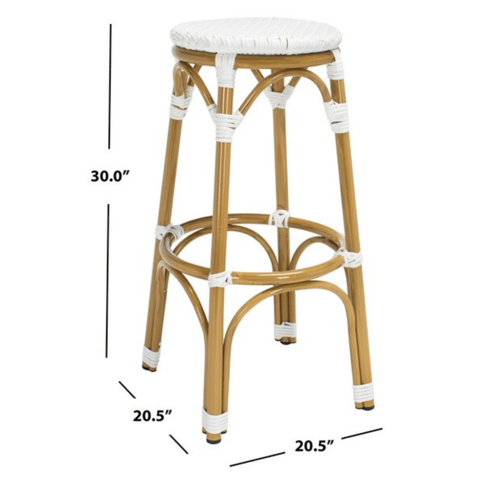 White PE Wicker & Aluminum Indoor-Outdoor Backless Bar Stool - Bar & Counter Stools -  The Well Appointed House