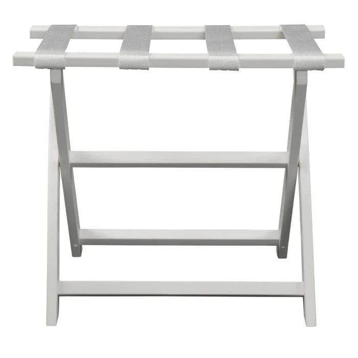 White Straight Leg Eco Luggage Rack with 4 White Nylon Straps - End of Bed - The Well Appointed House
