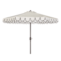 White Two Tier Scalloped Outdoor Umbrella With Black Trim - Outdoor Umbrellas - The Well Appointed House