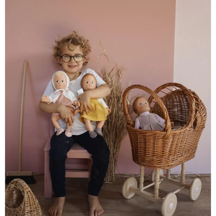 Wicker Doll Pram with Knitted Blanket - Little Loves Dolls & Doll Accessories - The Well Appointed House