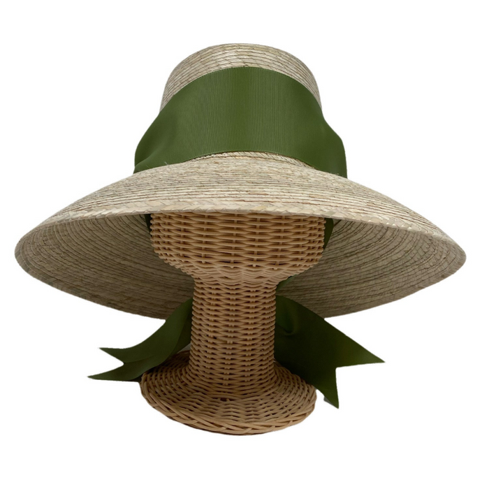 Wildflower Sun Hat - Olive Green Wide & Short Grosgrain Ribbon - The Well Appointed House