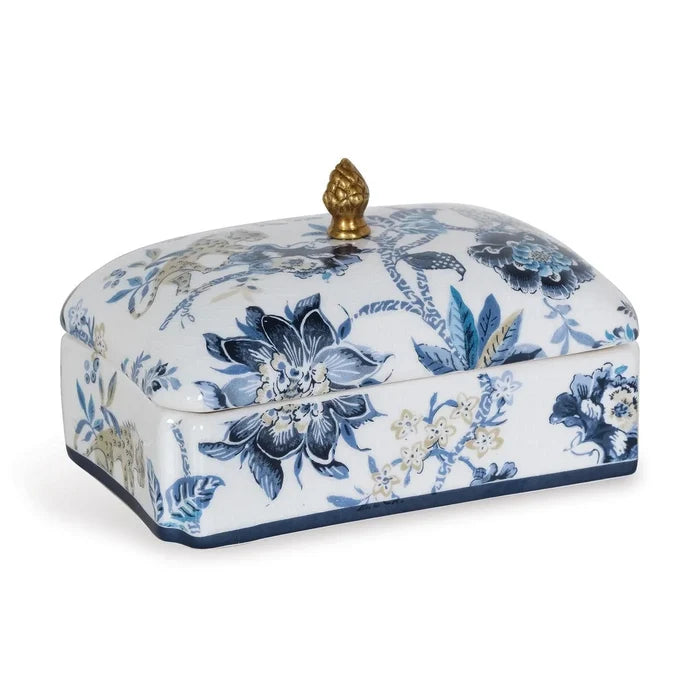 Williamsburg Collection Blue and White Floral Box - Decorative Boxes - The Well Appointed House