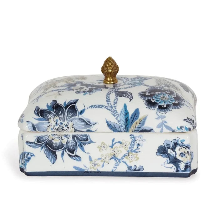 Williamsburg Collection Blue and White Floral Box - Decorative Boxes - The Well Appointed House