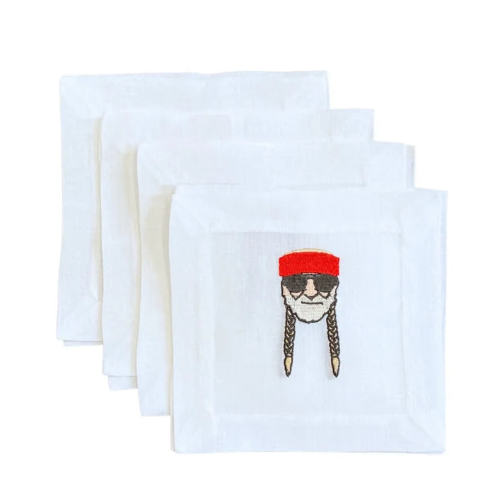 Embroidered Willie Cocktail Napkins - Cocktail Napkins - The Well Appointed House