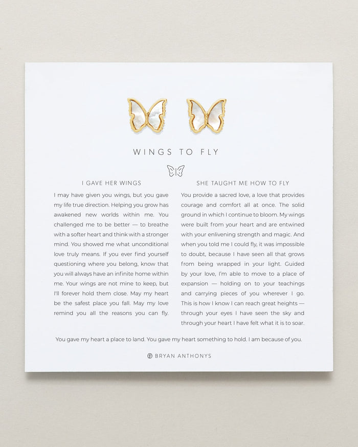 Bryan Anthonys Wings To Fly Gold Stud Earrings On Card