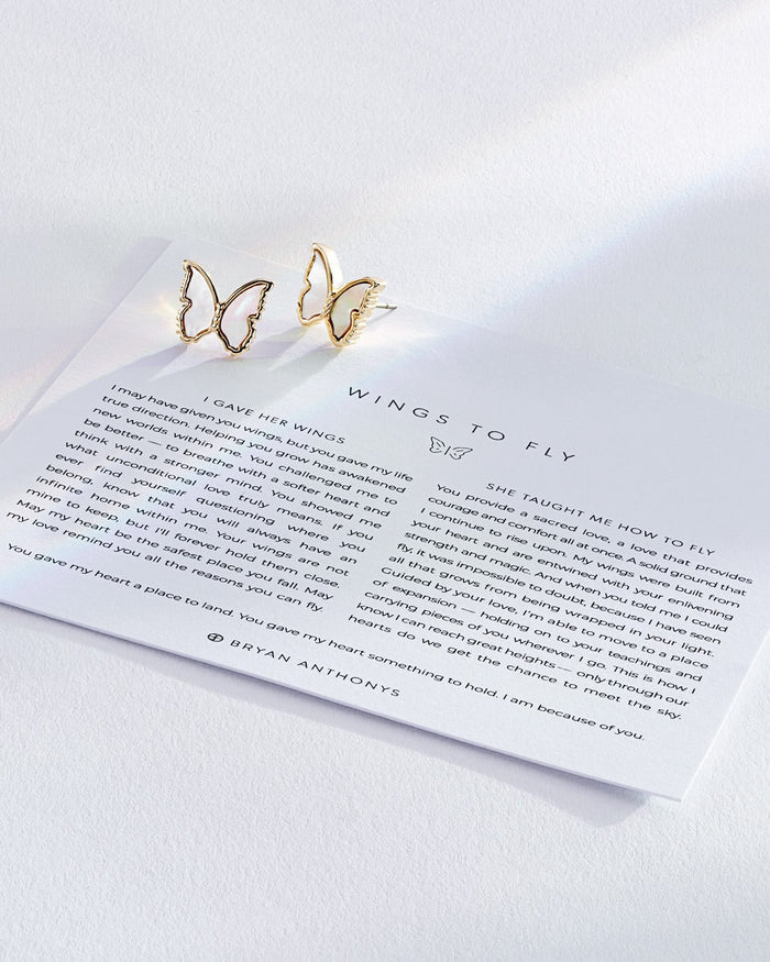 Bryan Anthonys Wings To Fly Gold Stud Earrings On Card Dynamic