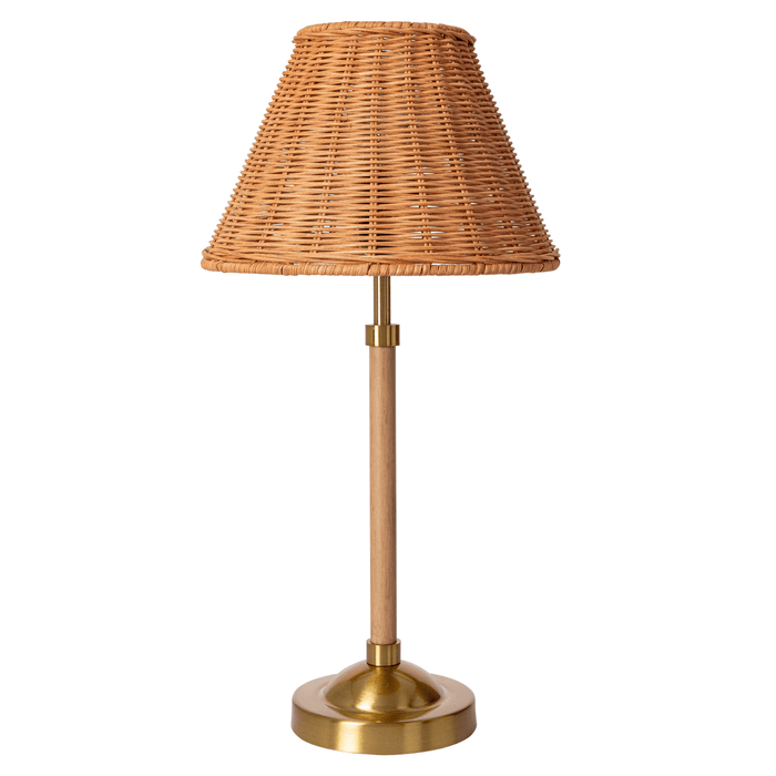 Wood Finish Table Lamp With Rattan Shade - Table Lamps - The Well Appointed House