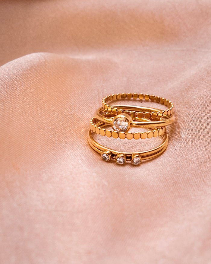 Dainty gold-filled stacking rings including the XL Gemma by Beads by Tara