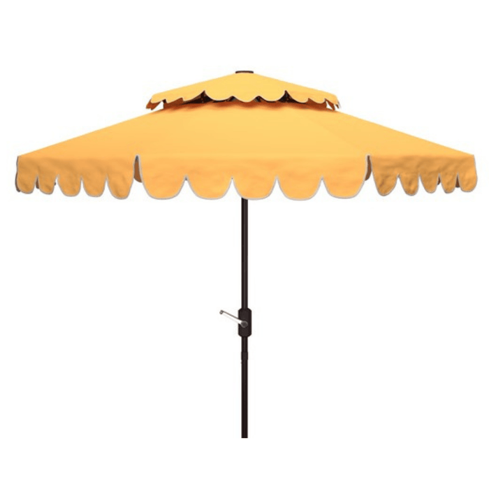 Yellow Scalloped Edge 9' Crank Double Top Outdoor Patio Umbrella - Outdoor Umbrellas - The Well Appointed House