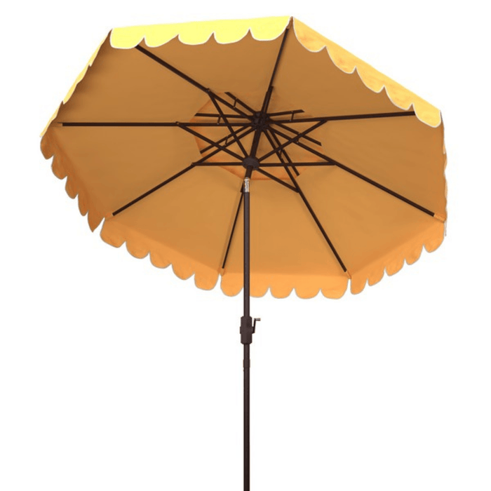 Yellow Scalloped Edge 9' Crank Double Top Outdoor Patio Umbrella - Outdoor Umbrellas - The Well Appointed House