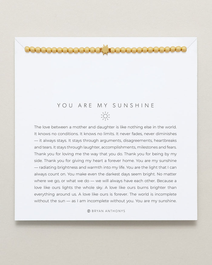 Bryan Anthonys You Are My Sunshine Gold Beaded Bracelet On Card