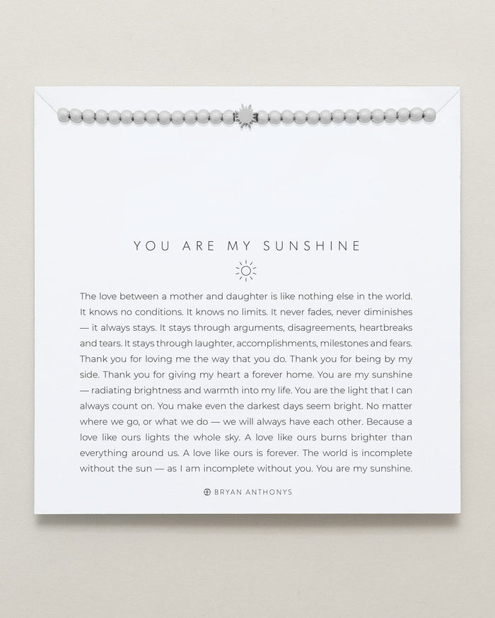 Bryan Anthonys You Are My Sunshine Silver Beaded Bracelet On Card