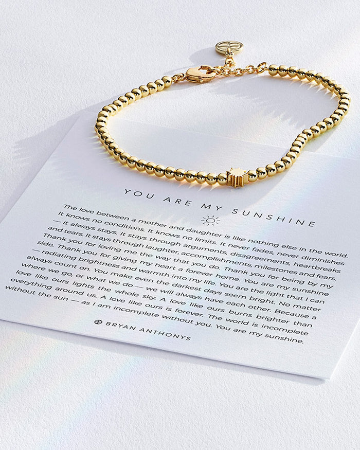 Bryan Anthonys You Are My Sunshine Gold Beaded Bracelet Dynamic On Card