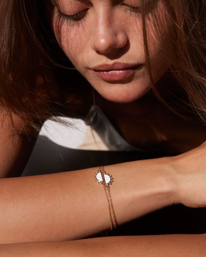 Bryan Anthonys You Are My Sunshine Mother Daughter Gold Bracelet Set On Model