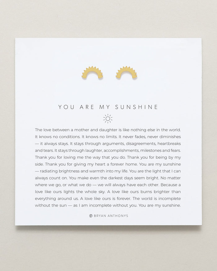 Bryan Anthonys You Are My Sunshine Gold Stud Earring On Card