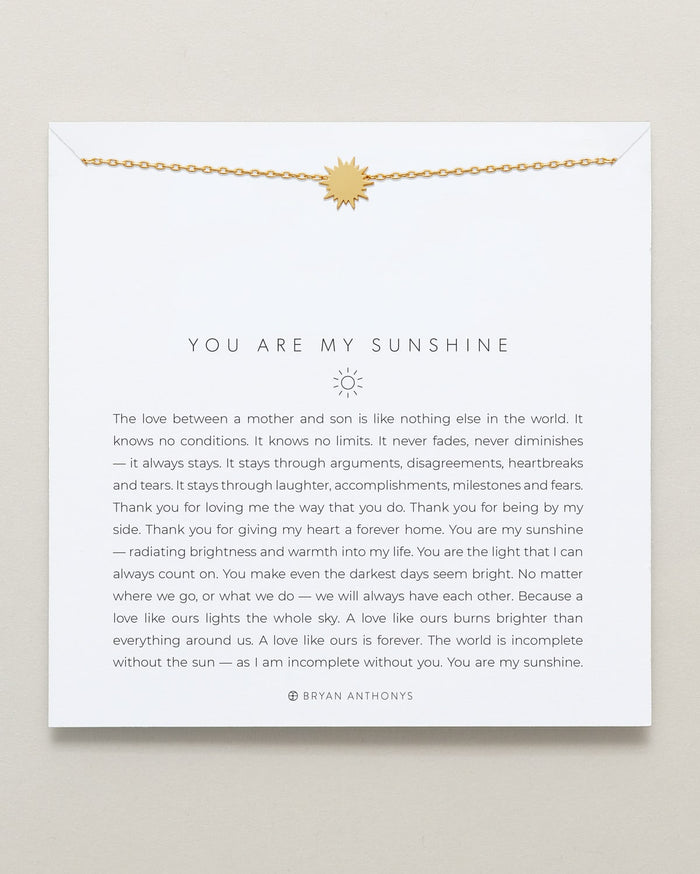 Bryan Anthonys You Are My Sunshine Mother Son Gold Necklace On Card