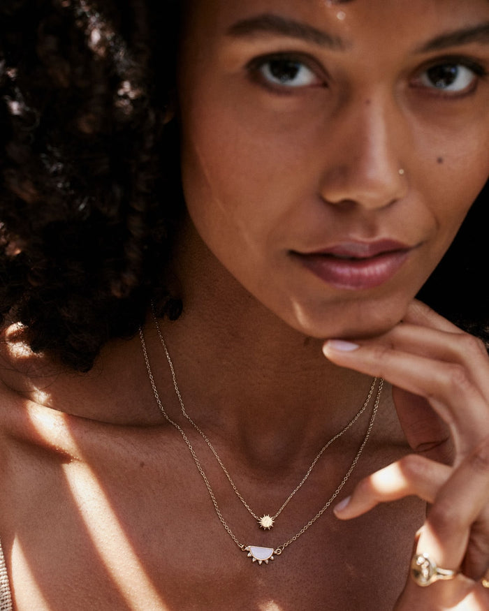 Bryan Anthonys Gold You Are My Sunshine Icon Necklace On Model