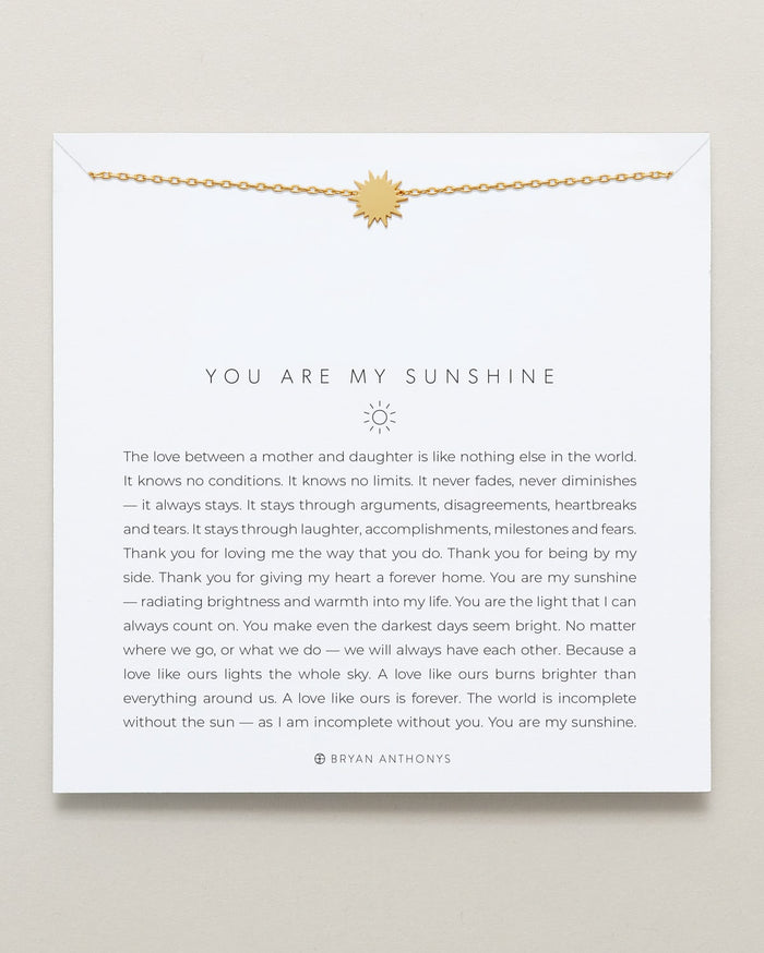Bryan Anthonys You Are My Sunshine Gold Necklace On Card