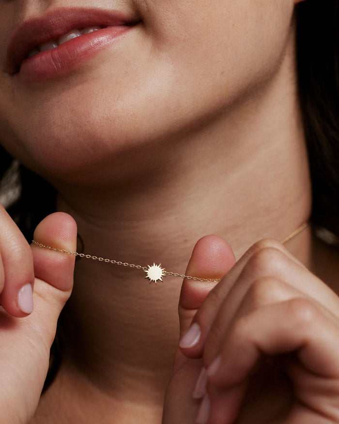 Bryan Anthonys Gold You Are My Sunshine Icon Necklace On Model
