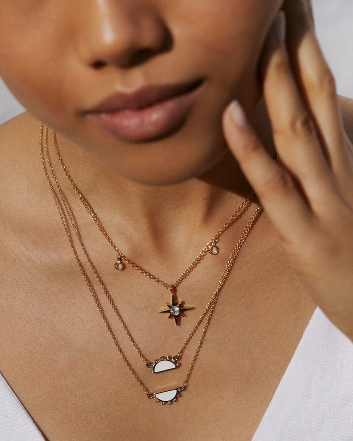 Bryan Anthonys You Are My Sunshine Gold Necklace Set with Crystals on model