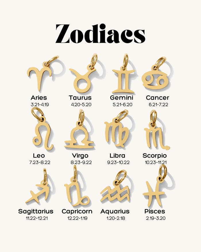 Gold Zodiac charm necklace from the Beads by Tara collection